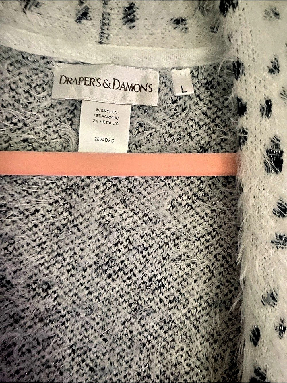 Draper's & Damon's  - Color Block Ombre Fuzzy Open Front  Cardigan size large - Picture 2 of 4